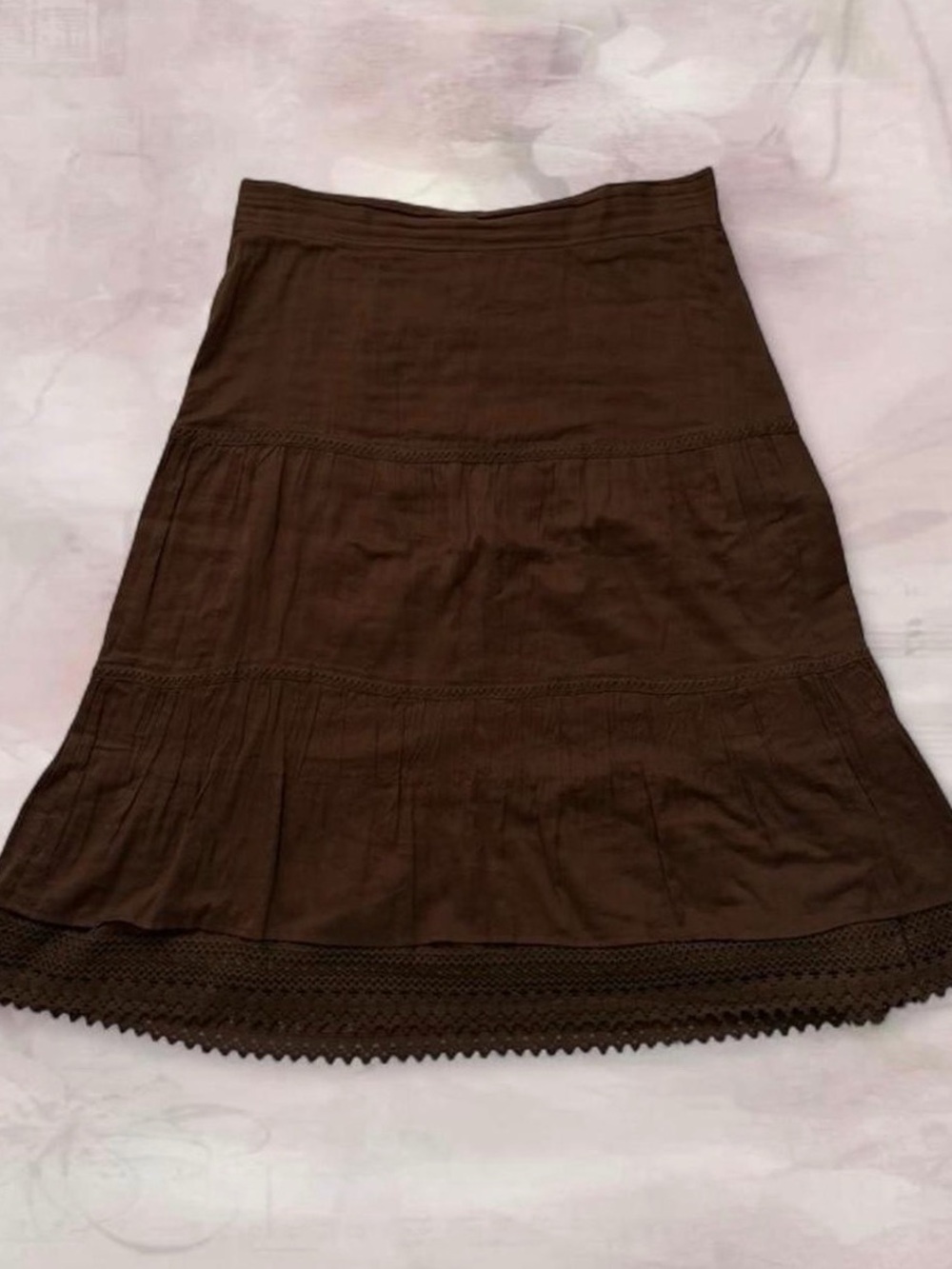 Women's Brown Crochet Hem Skirt